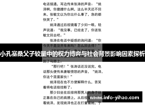 小孔塞桑父子较量中的权力博弈与社会背景影响因素探析