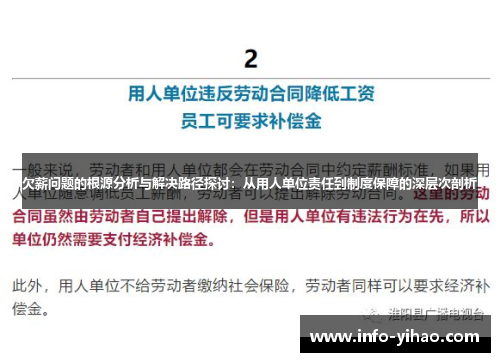 欠薪问题的根源分析与解决路径探讨：从用人单位责任到制度保障的深层次剖析